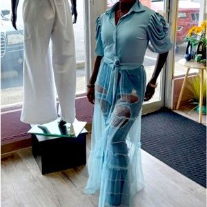 Beautiful sky blue overlay makes any outfit beautiful especially jeans